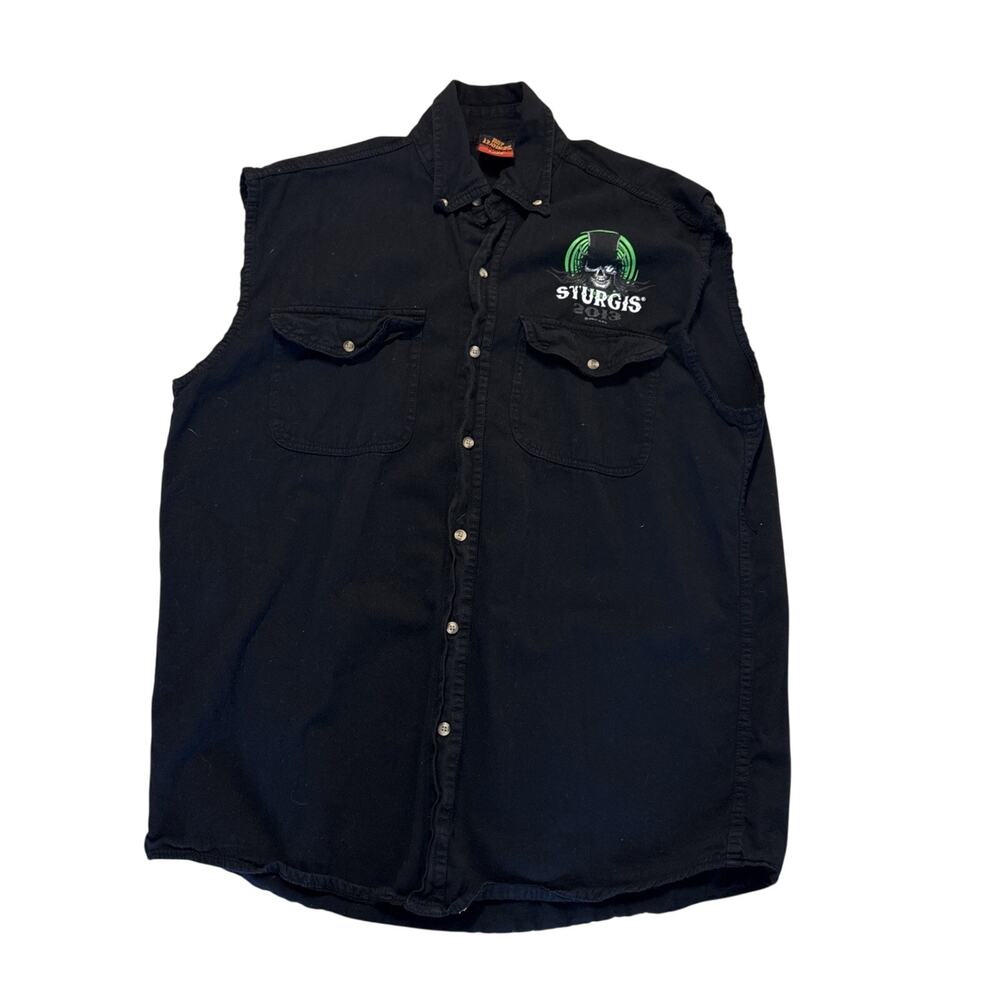 Sturgis Men's Black Sleeveless Denim Shirt Jacket